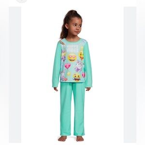 $10 2/15 EMOJI FLANNEL PAJAMAS 2-PIECE SET GIRLS SIZE 6/6X